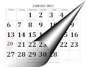 2025 Large Print Calendar with Monday Start